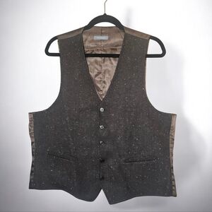 Madison Tweed Vest Mens Waistcoat Brown Wool Blend Pockets L Large